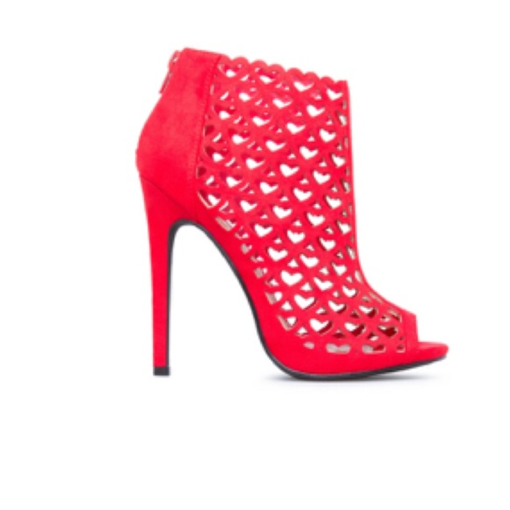 Red High Heels with Stiletto Heel and Cutout Design